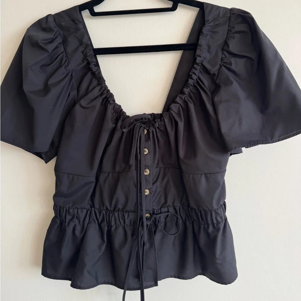 CIAO LUCIA Ezio Black Cotton Top Small - Picture 3 of 5